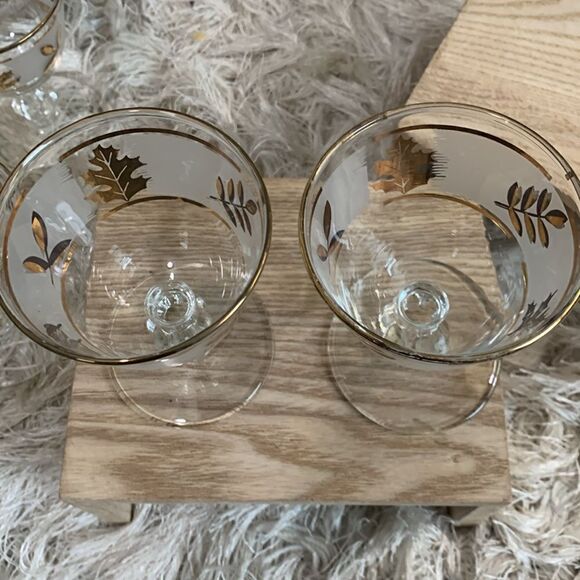 Vintage Golden Foliage Libby 8982 4oz Cocktail Glasses Set Of 6 Made In USA - Picture 13 of 17